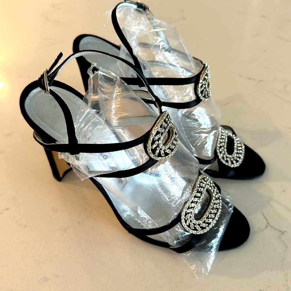 Manolo Blahnik | Crystal Embellished Sling Back Heels | Size 38.5 (8.5)